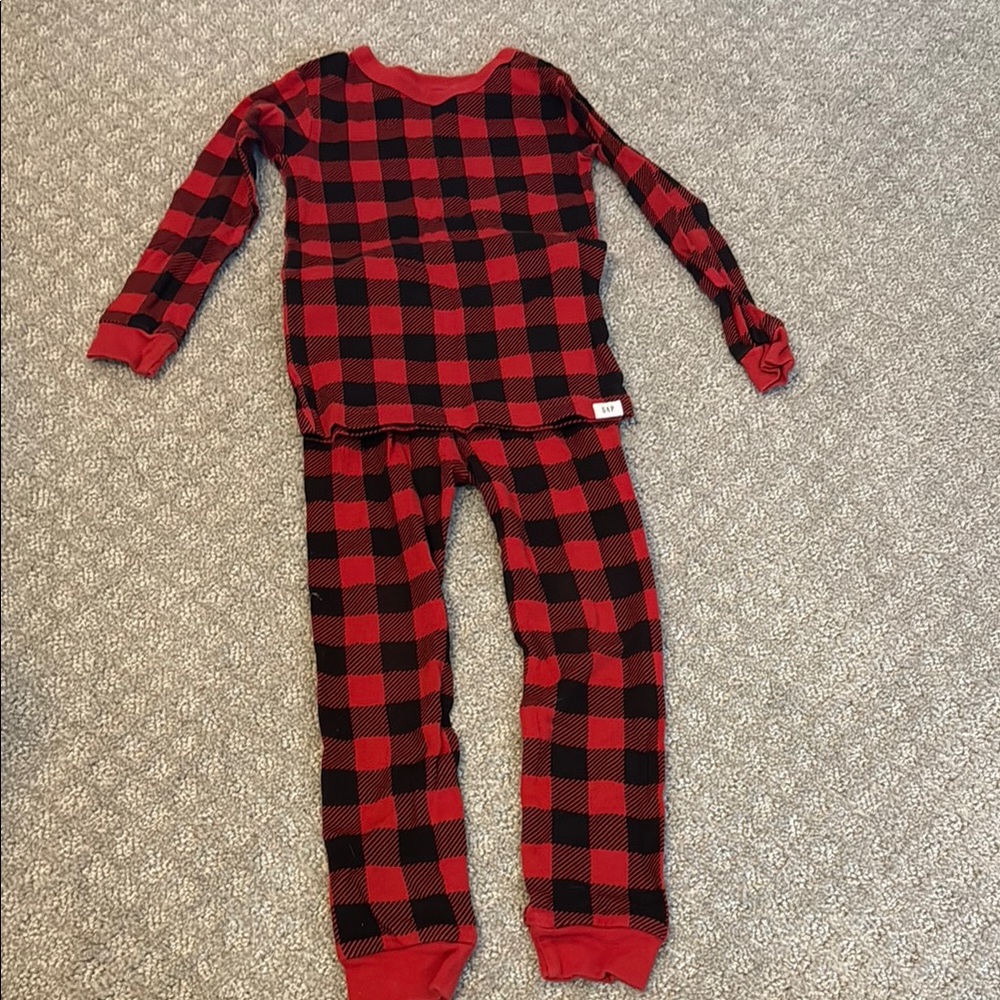 GAP Red and Black Plaid Kids Pajama Set